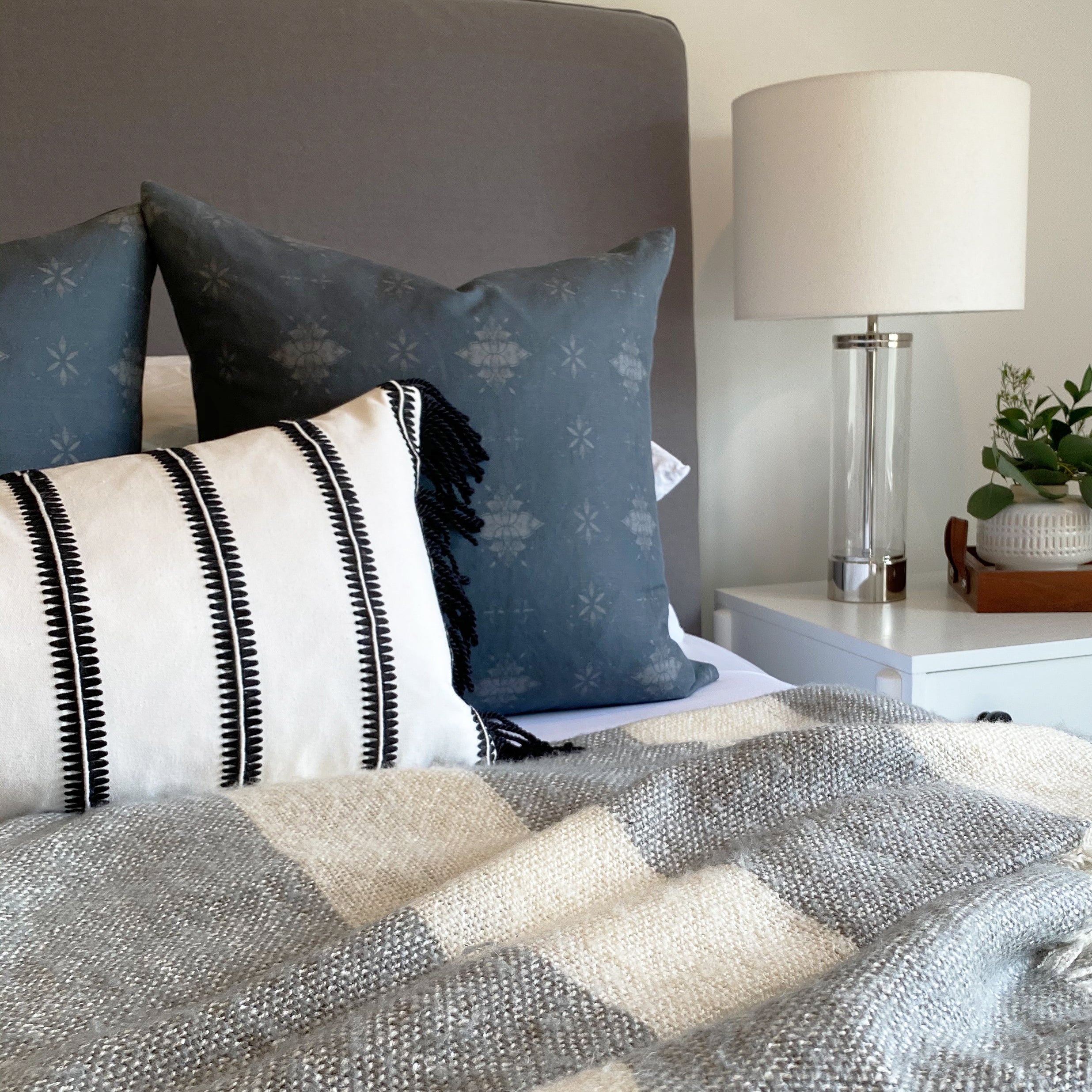 Lotus Pillow Cover in Indigo