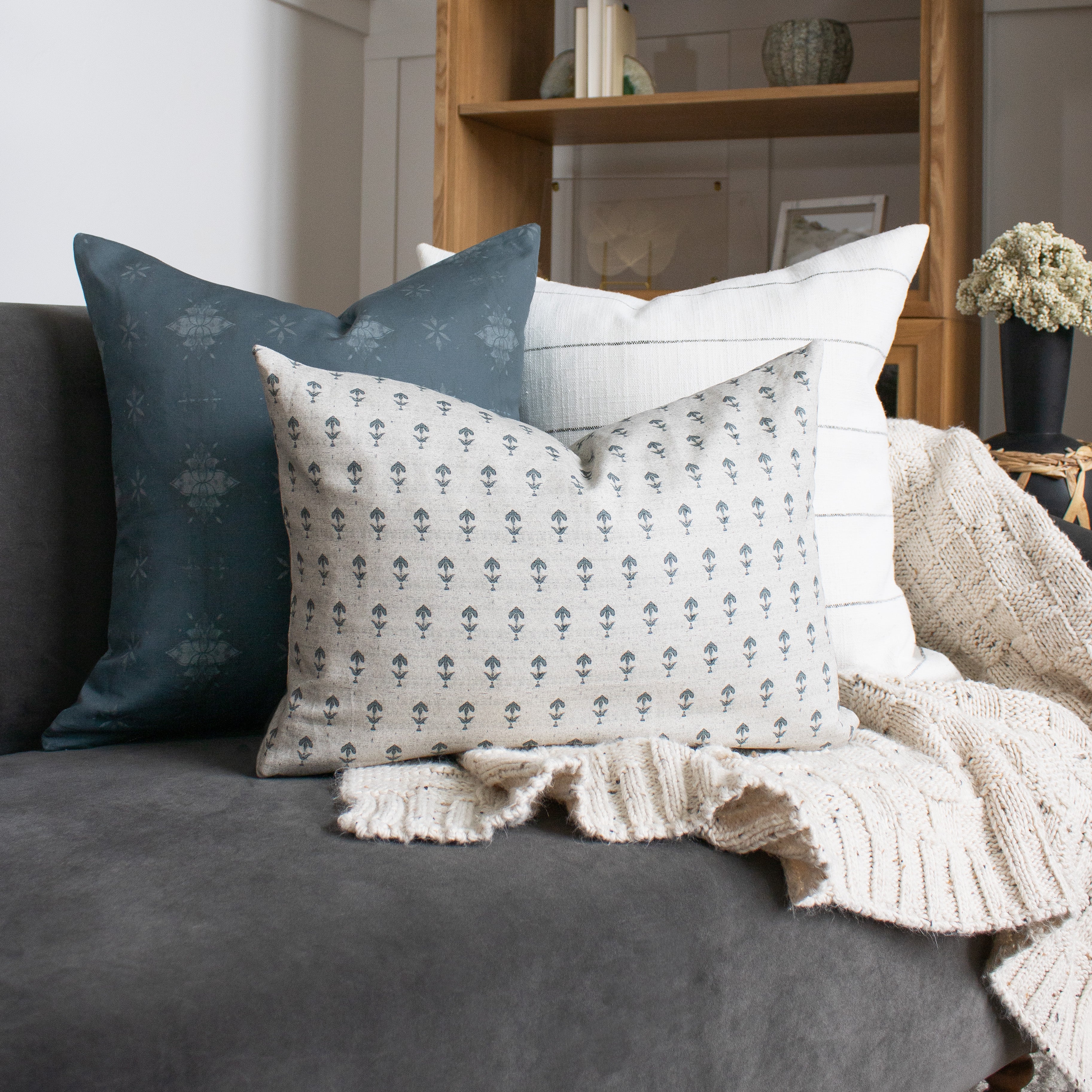 Ginger Pillow Cover in Slate