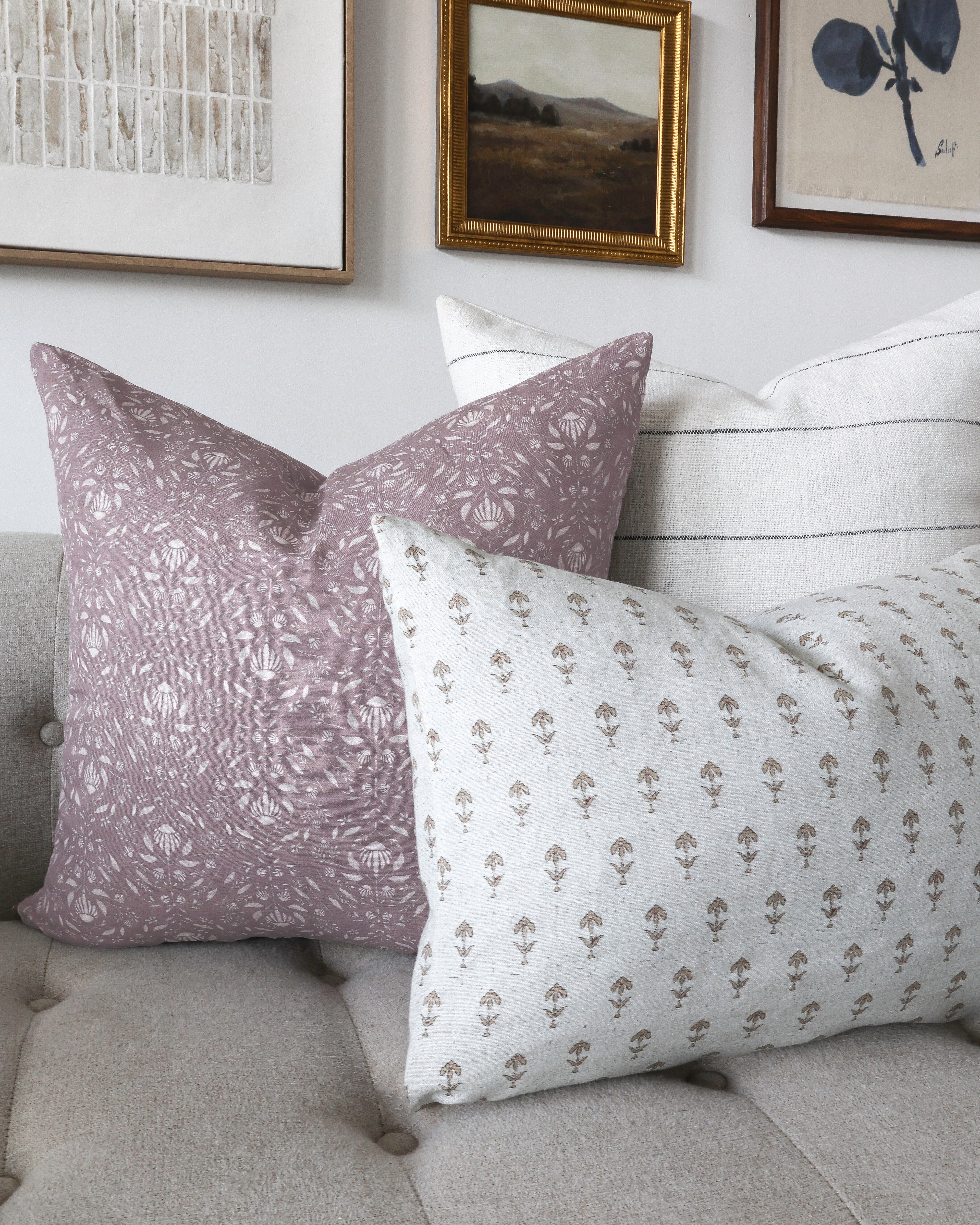 Petal & Pinstripe - Three Pillow Combination