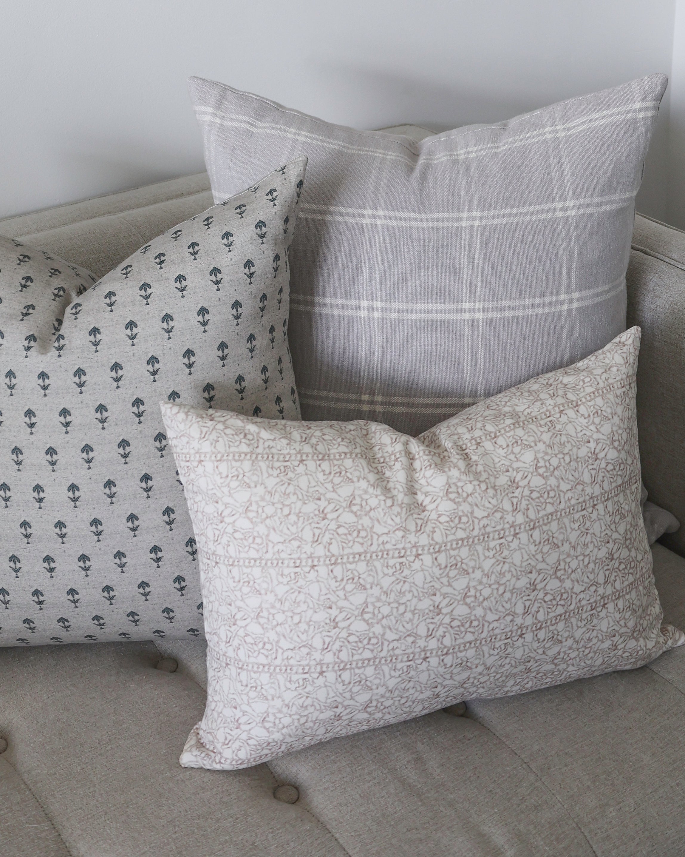 Plaid Pillow Cover in Mist