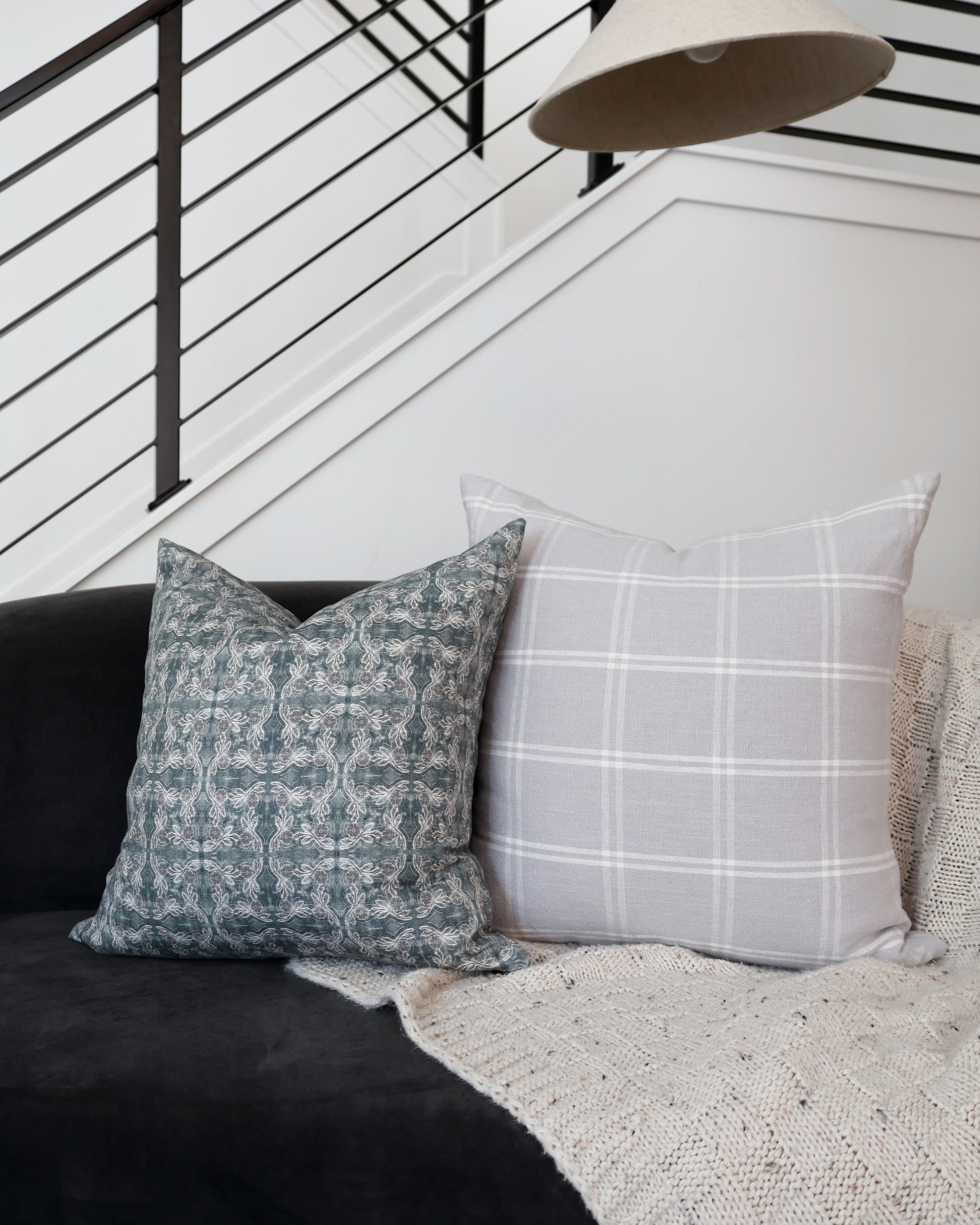 Plaid Pillow Cover in Mist