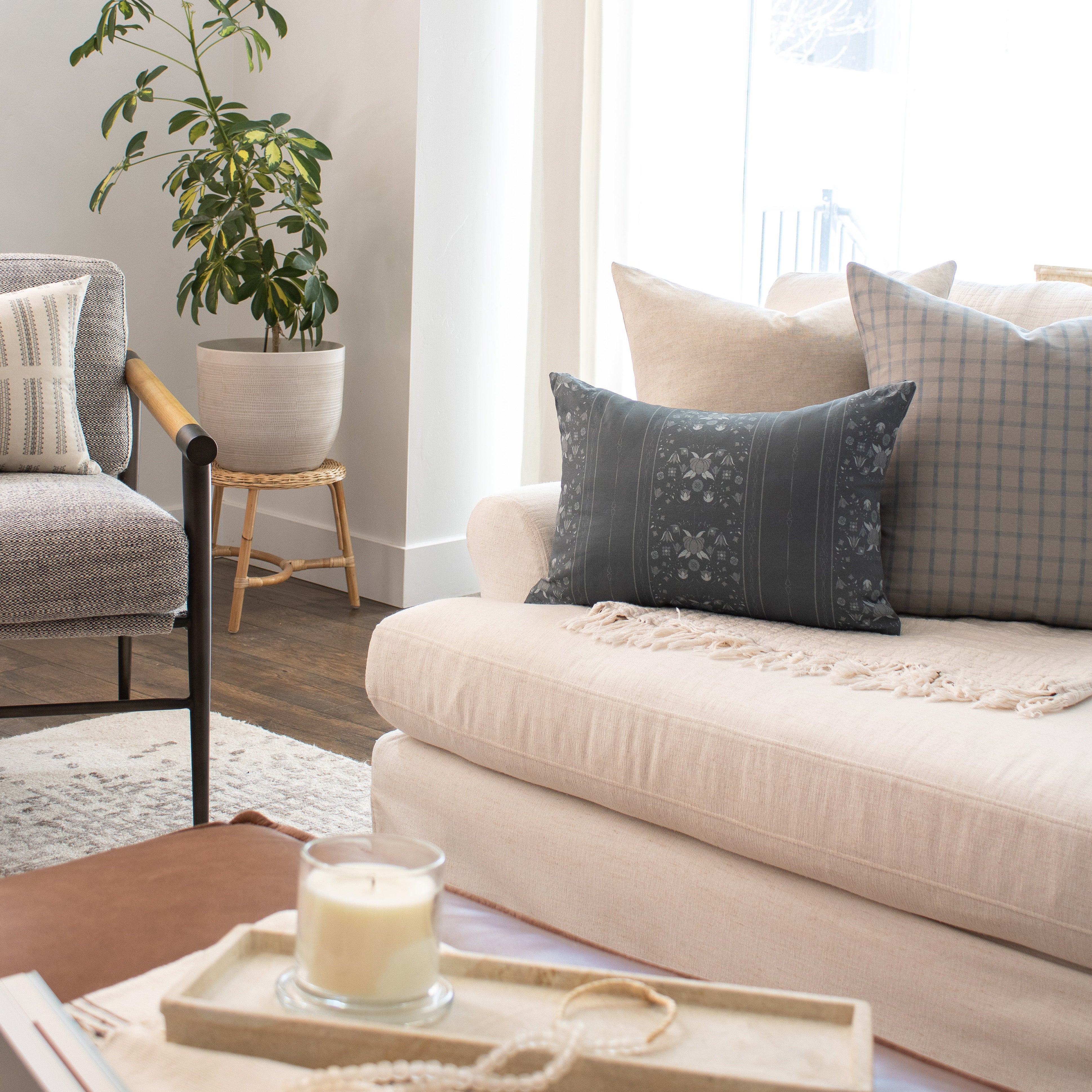 Mae Pillow Cover in Navy