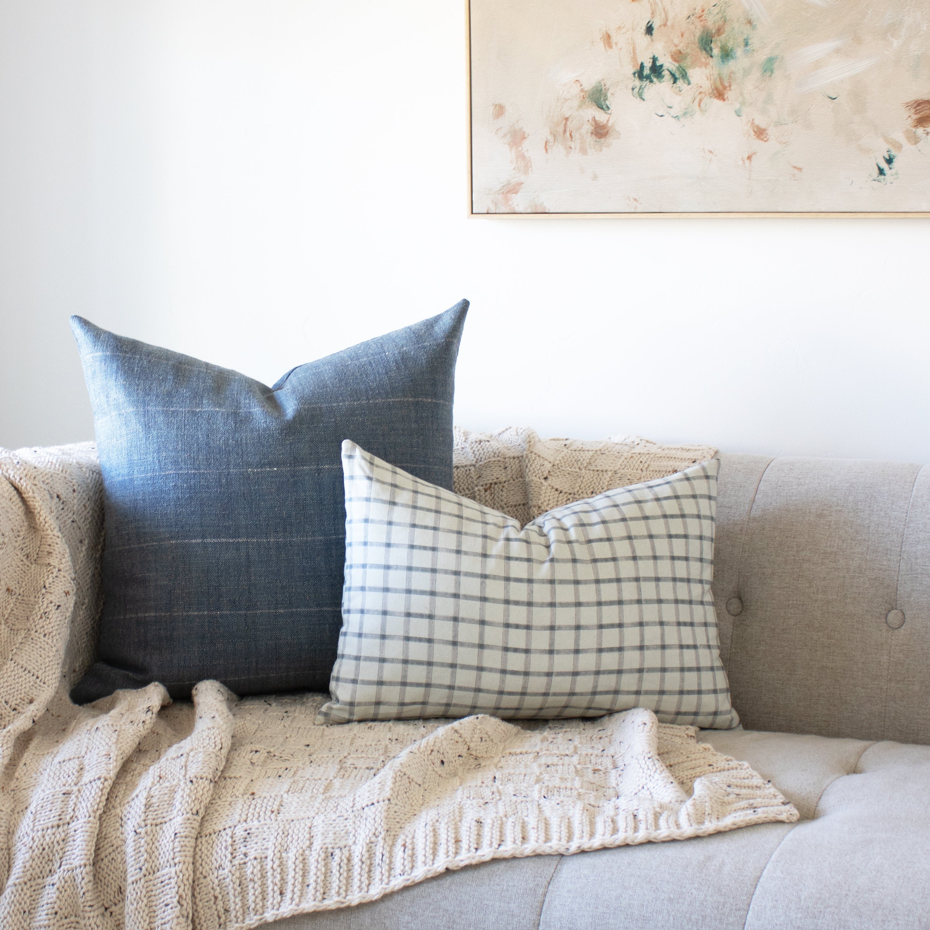 Broad Stripe Pillow Cover in Denim