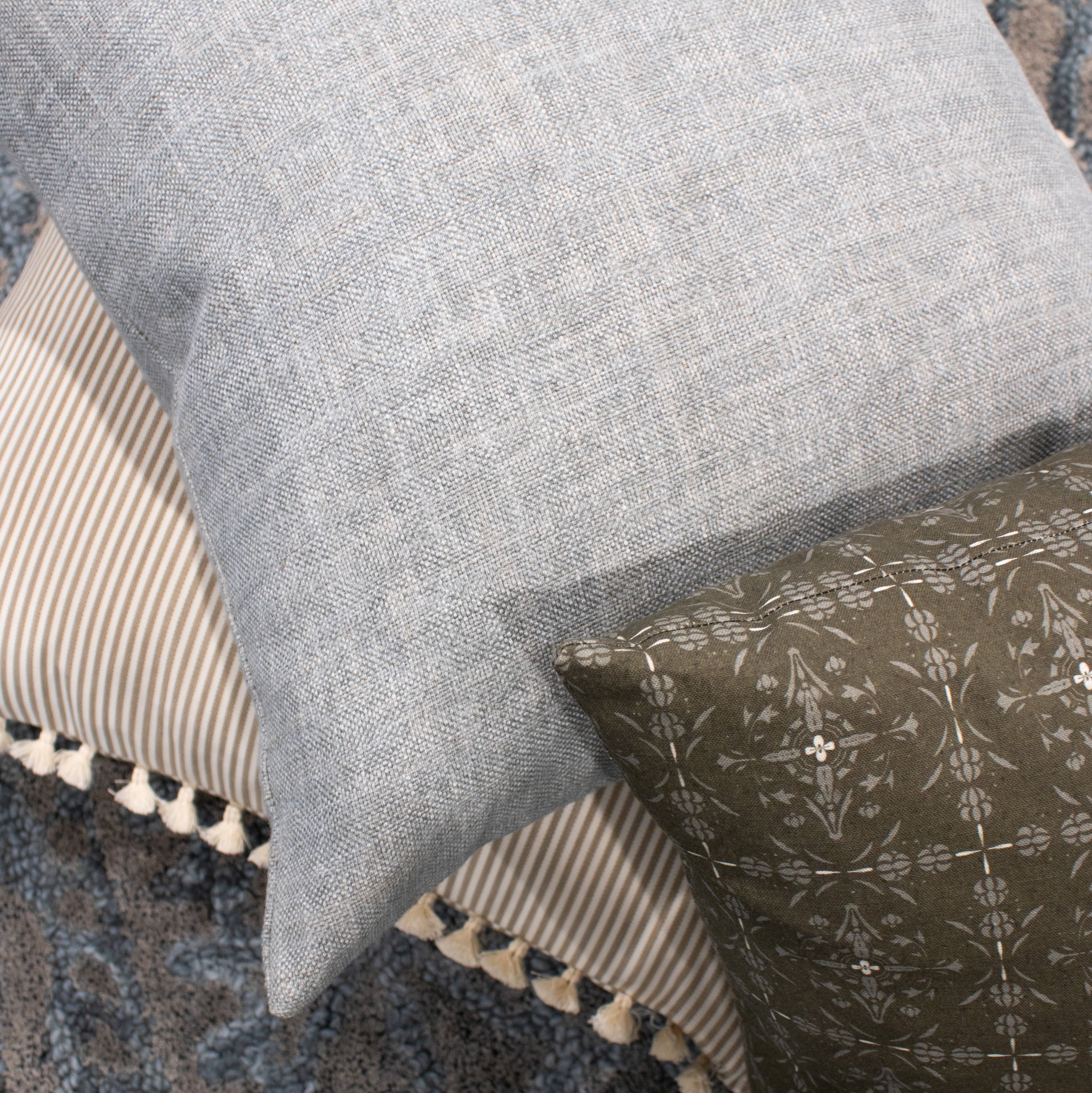 Solid Linen Pillow Cover in Ice