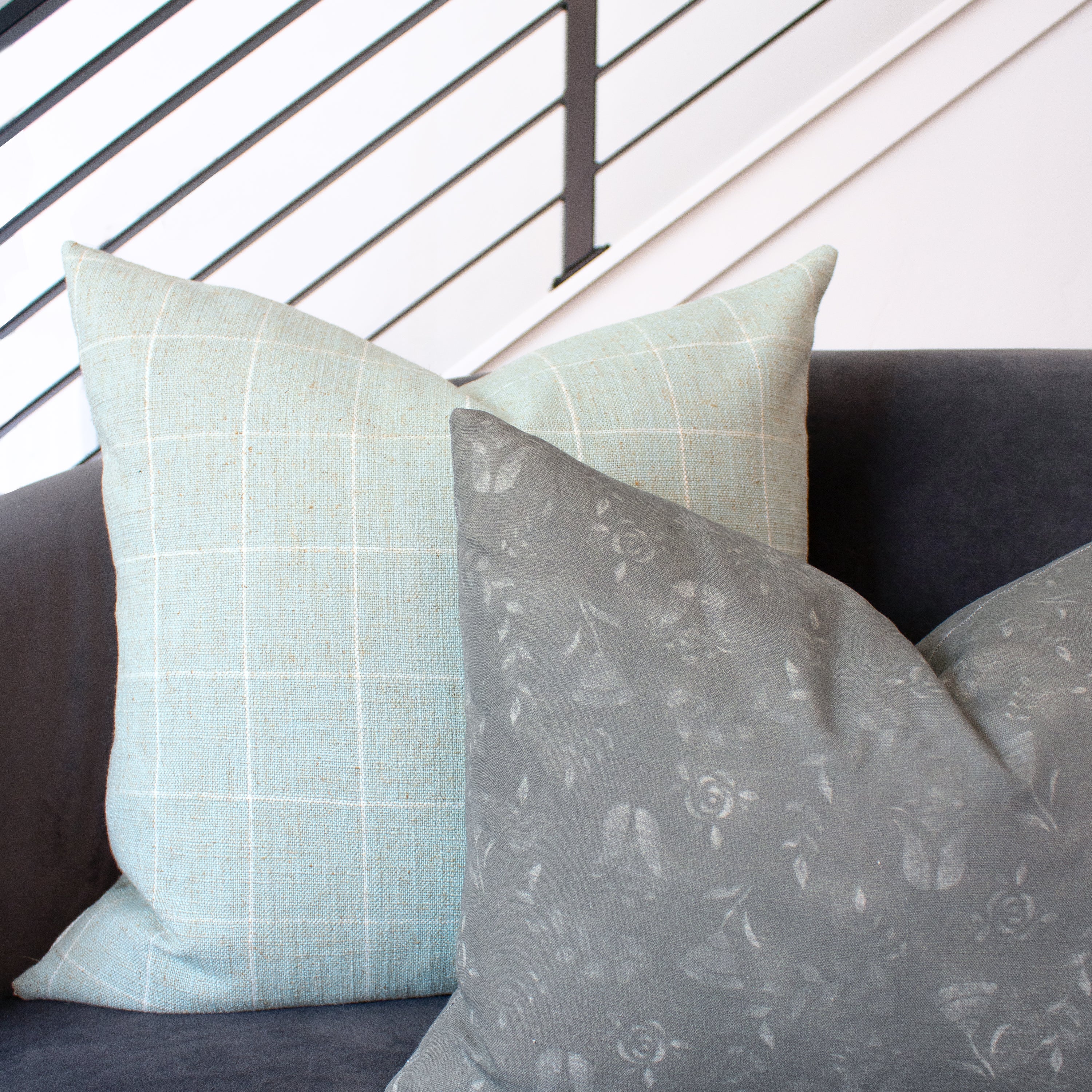 Windowpane Pillow Cover in Seafoam